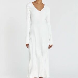 DISSH reign white sleeved knit midi dress
